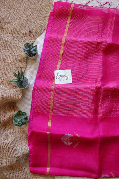 Pink Stripes Muslin Silk Saree - Eternity by Sakshi