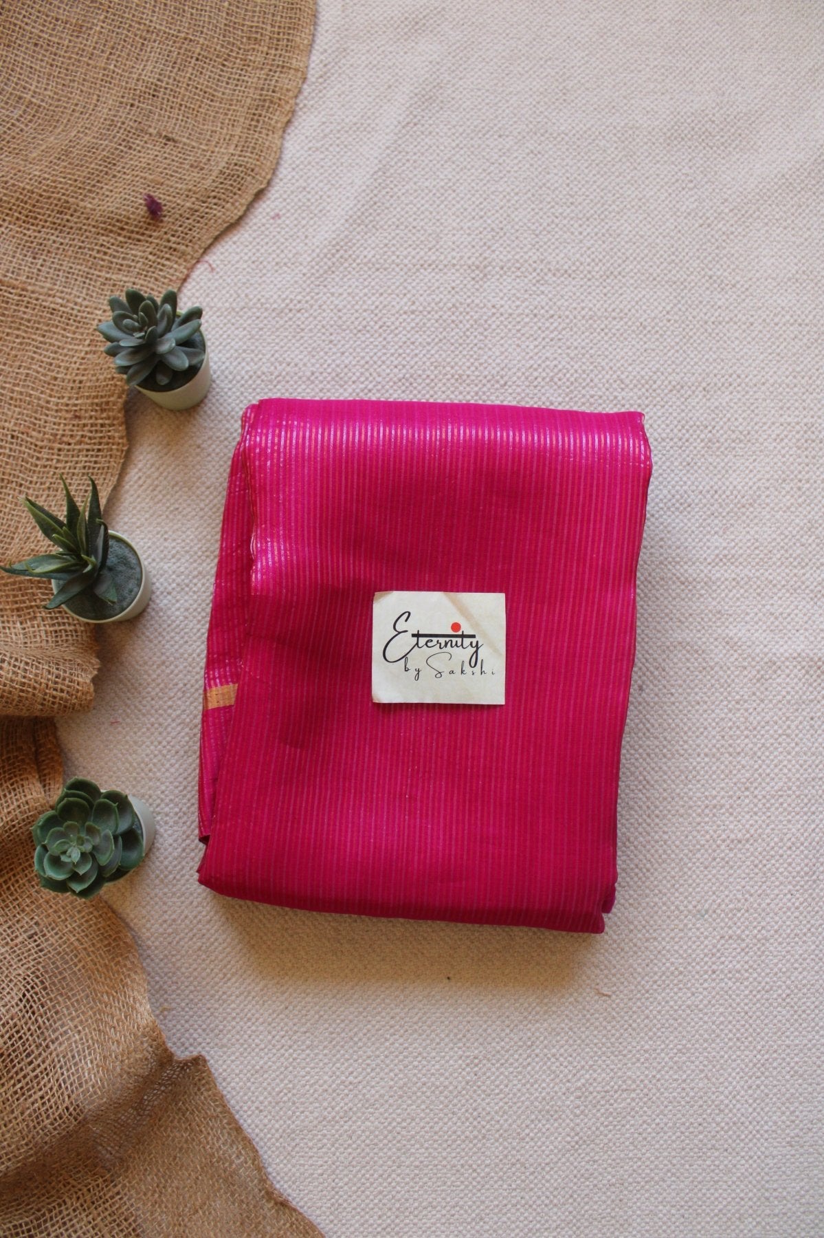 Pink Stripes Muslin Silk Saree - Eternity by Sakshi