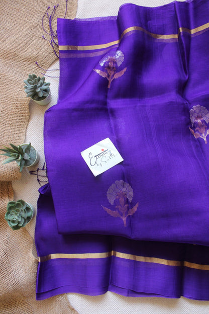 Purple Stripe Muslin Silk Saree - Eternity by Sakshi