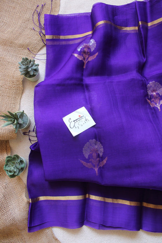 Purple Stripe Muslin Silk Saree - Eternity by Sakshi