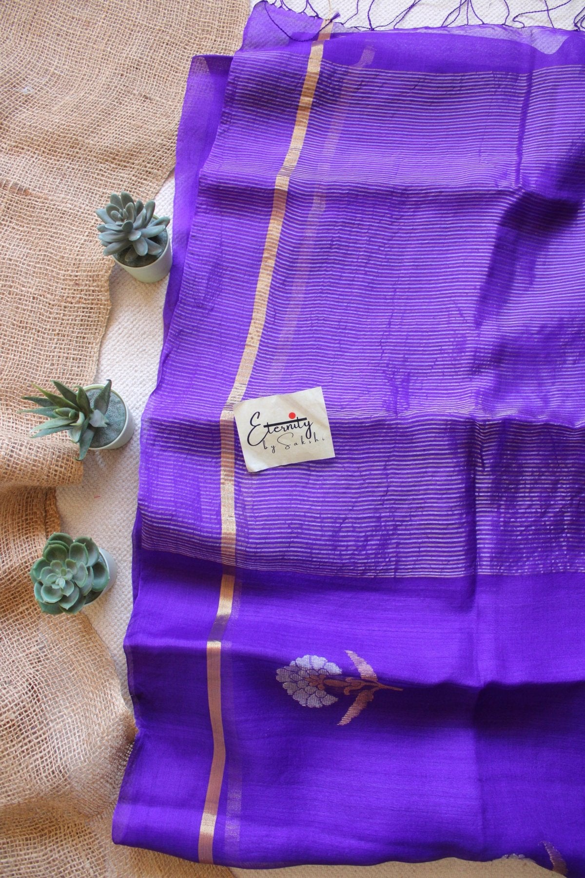 Purple Stripe Muslin Silk Saree - Eternity by Sakshi