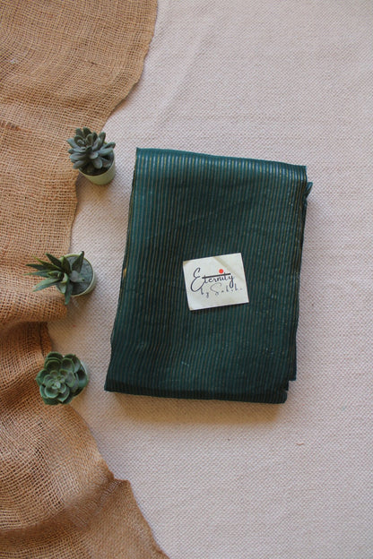 Green Stripes Muslin Silk Saree - Eternity by Sakshi