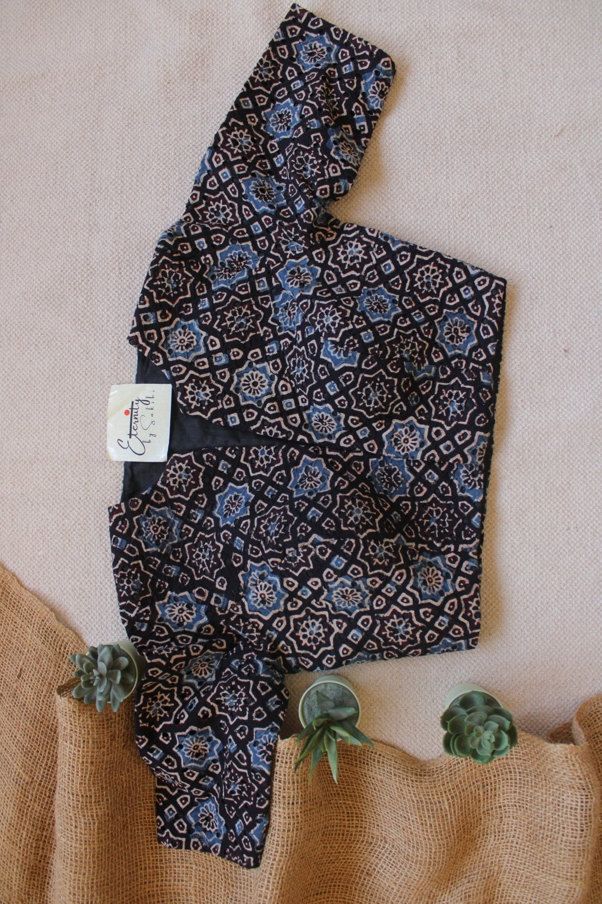 Ajrakh Hakoba – Black Indigo Blouse - Eternity by Sakshi