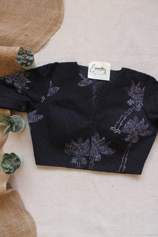 Ajrakh Hakoba – Black Bloom Blouse - Eternity by Sakshi