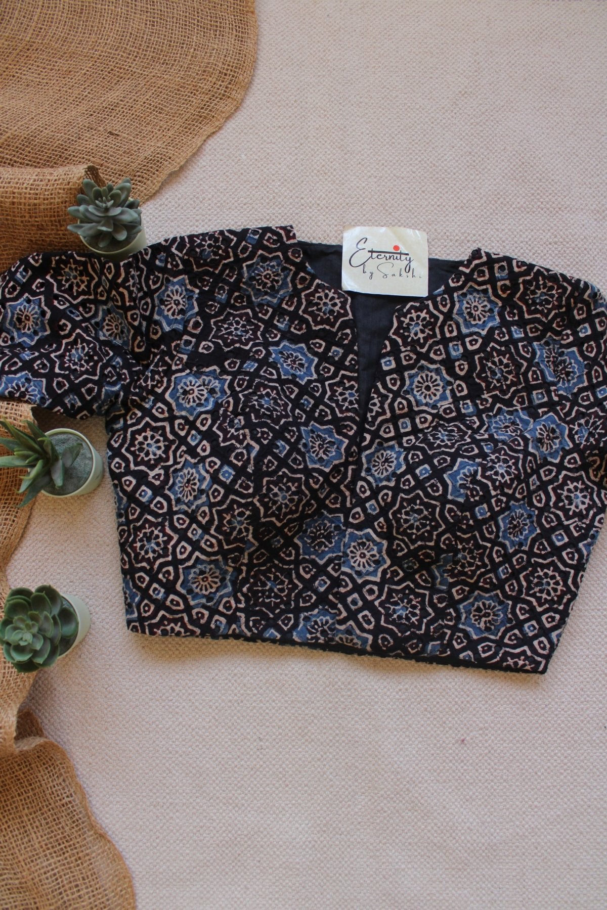 Ajrakh Hakoba – Black Indigo Blouse - Eternity by Sakshi