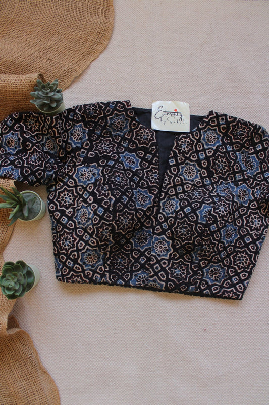 Ajrakh Hakoba – Black Indigo Blouse - Eternity by Sakshi