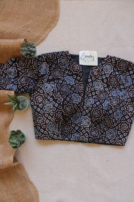 Ajrakh Hakoba – Black Indigo Blouse - Eternity by Sakshi