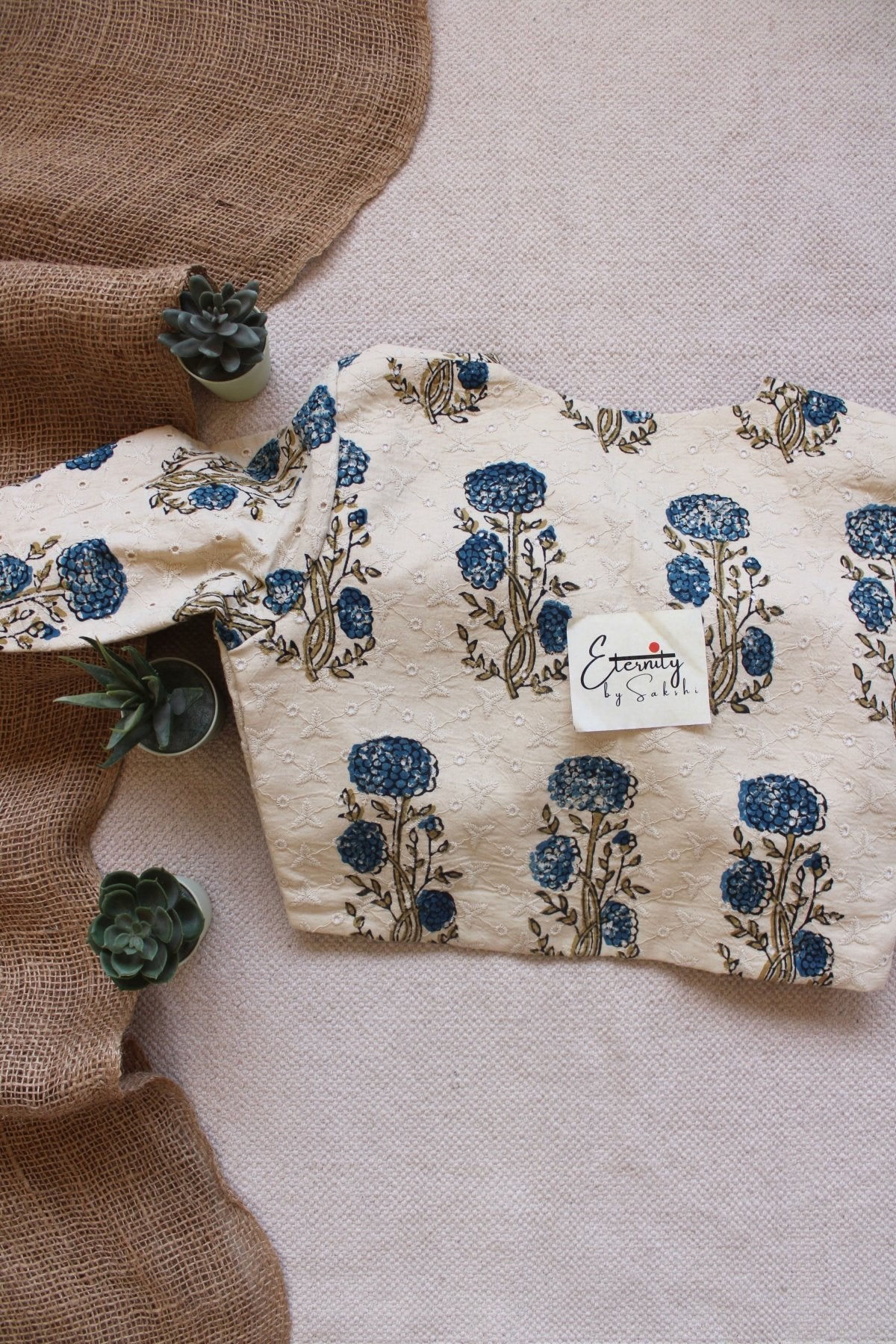 Ajrakh Hakoba –White Petal Blouse - Eternity by Sakshi