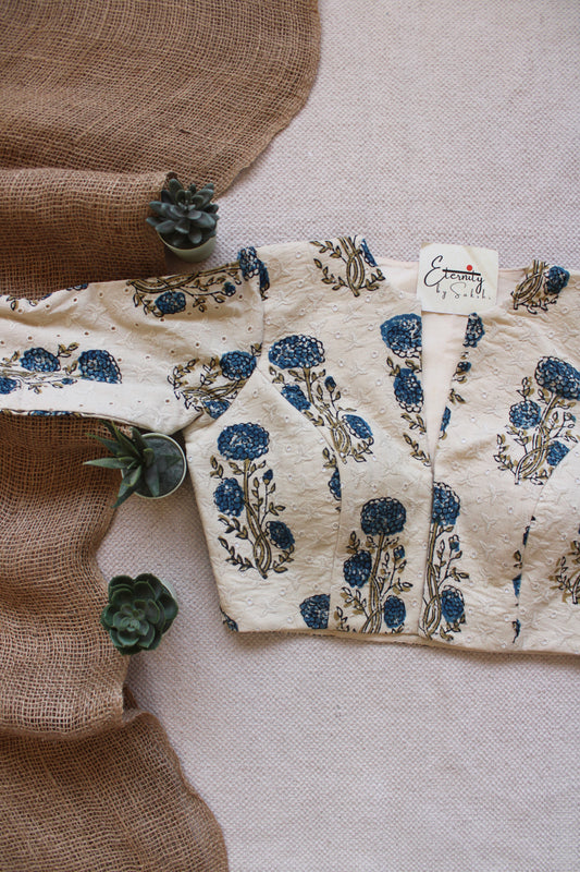 Ajrakh Hakoba –White Petal Blouse