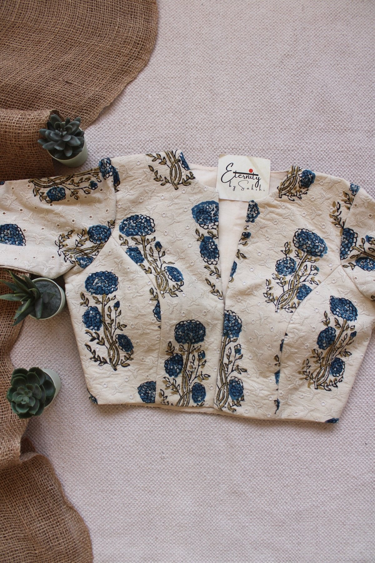 Ajrakh Hakoba –White Petal Blouse - Eternity by Sakshi