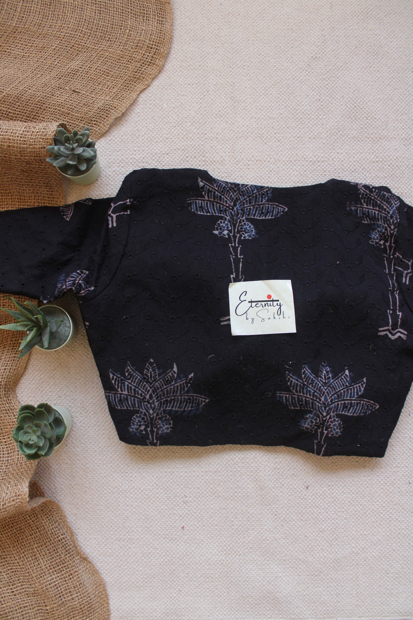 Ajrakh Hakoba – Black Bloom Blouse