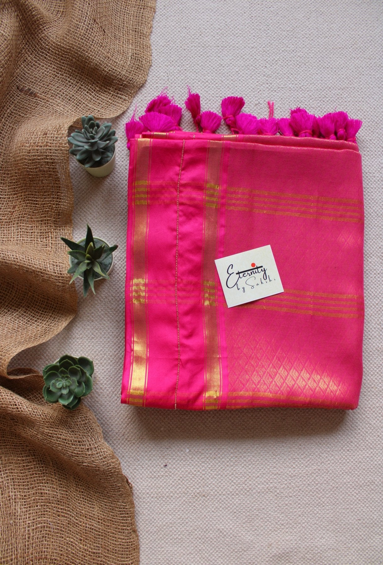 Rani Pink Jacquard Handwork Saree - Eternity by Sakshi