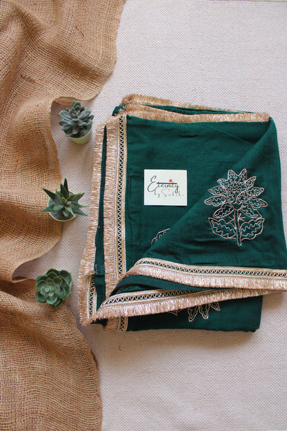 Emerald Elegance Handwork Saree