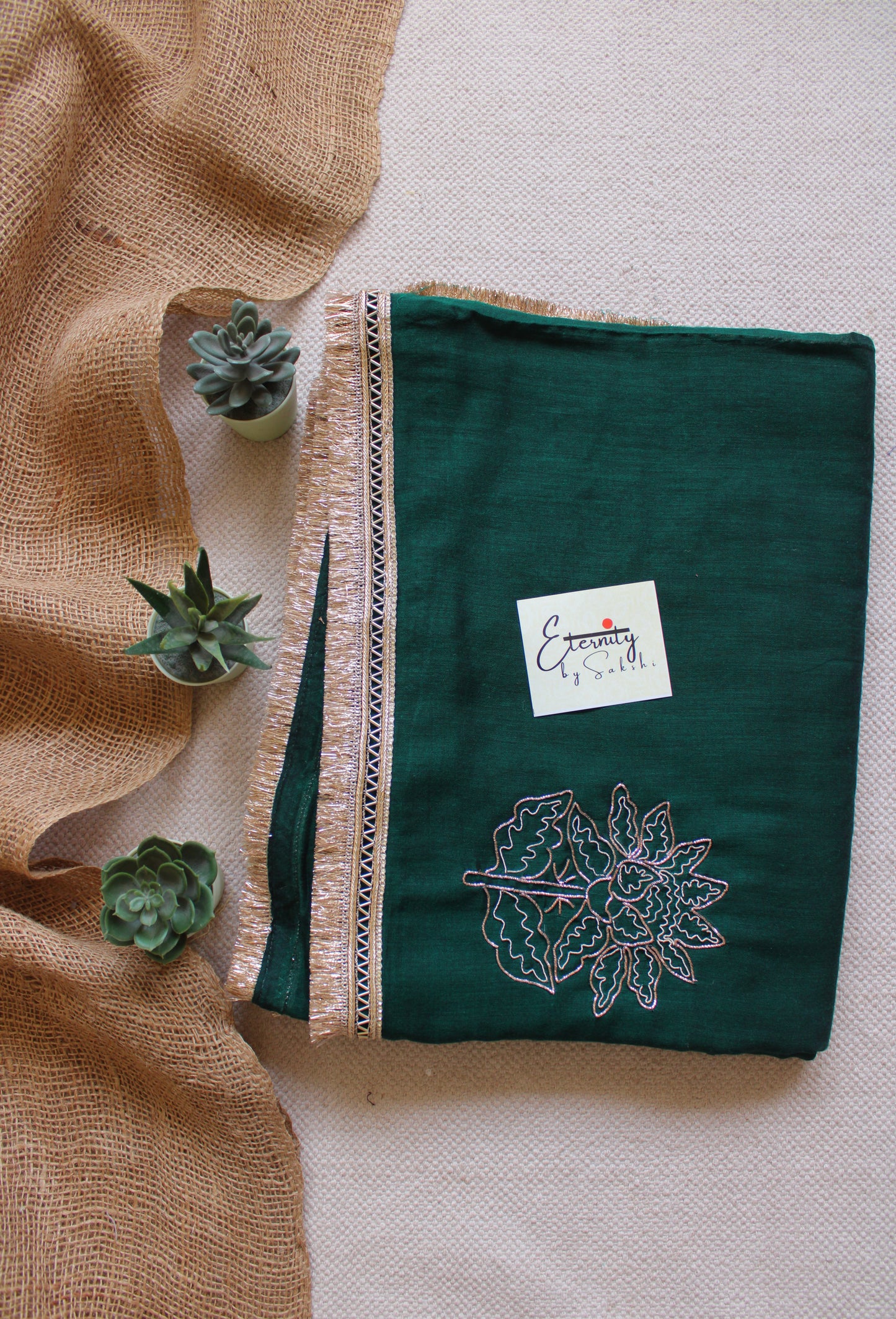 Emerald Elegance Handwork Saree