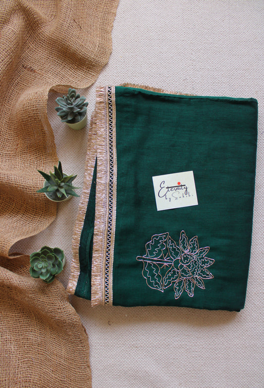 Emerald Elegance Handwork Saree