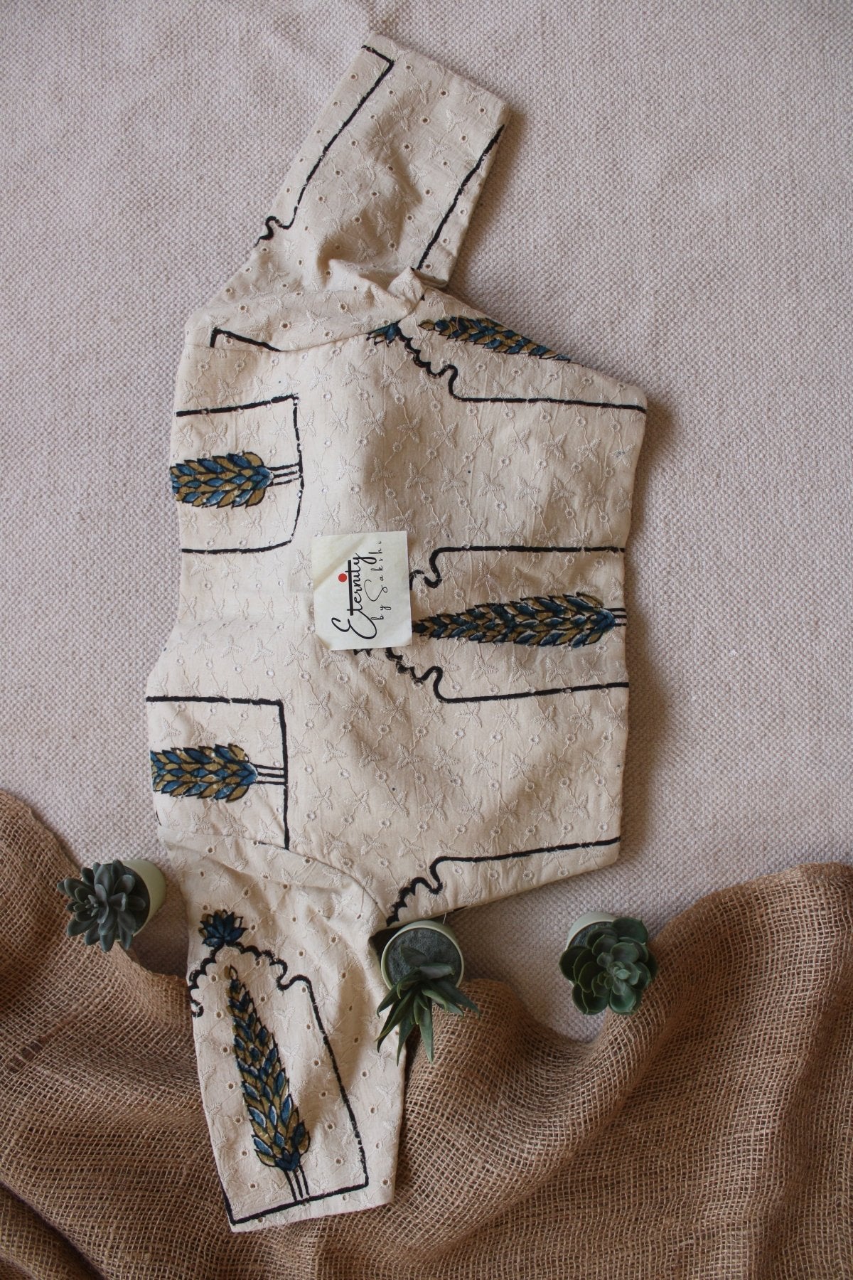 Ajrakh Hakoba –White Petal Blouse - Eternity by Sakshi