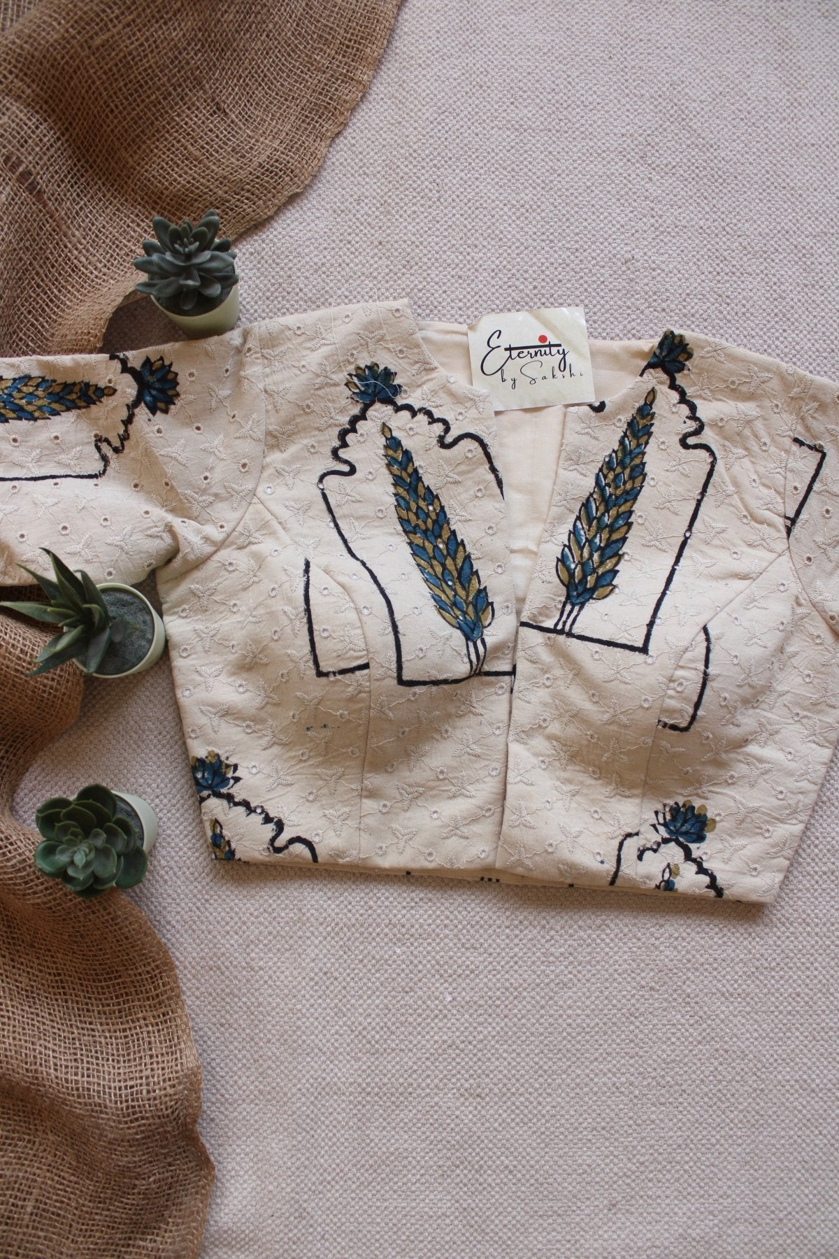 Ajrakh Hakoba –White Petal Blouse - Eternity by Sakshi