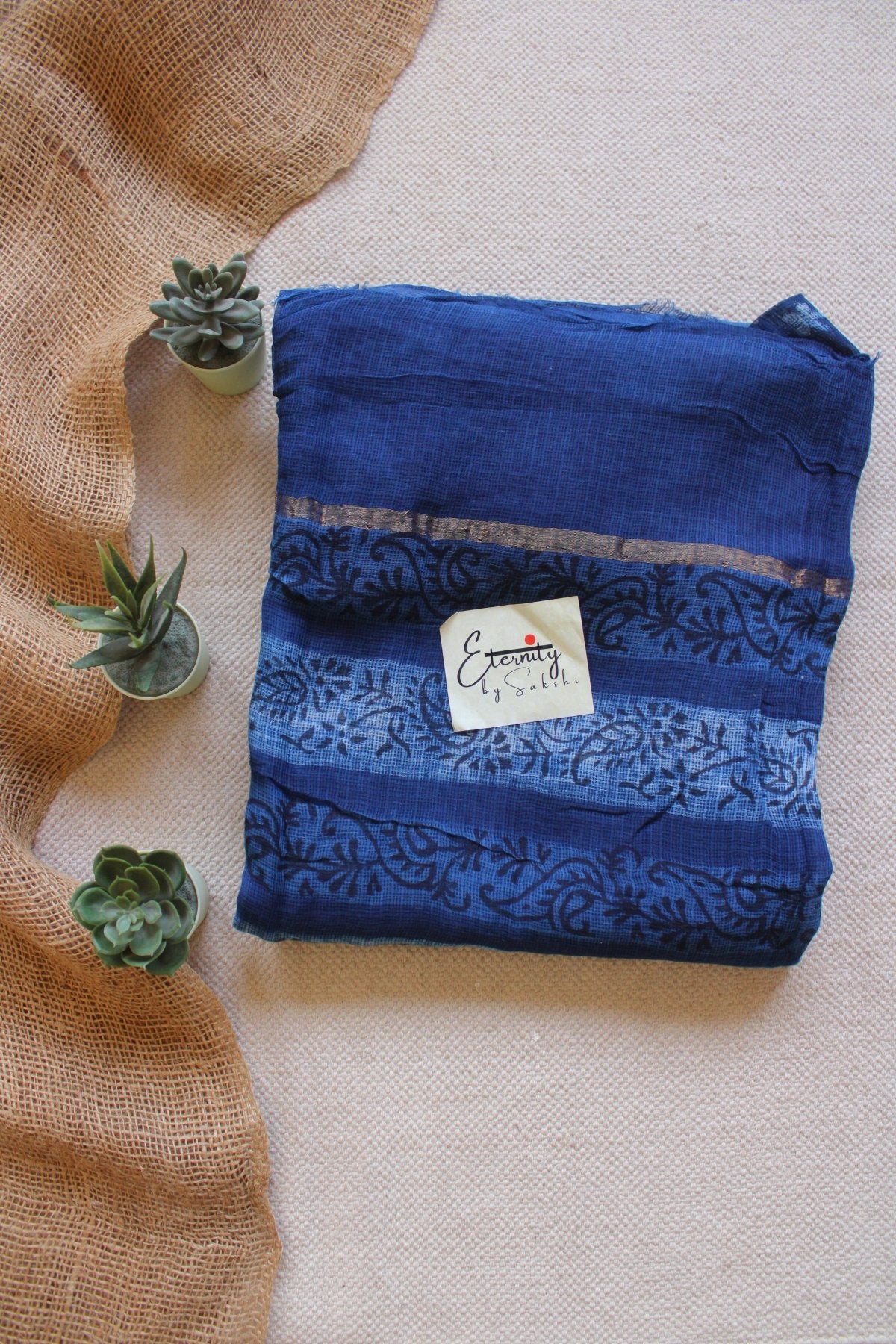Indigo Handblockprinted Saree - Eternity by Sakshi