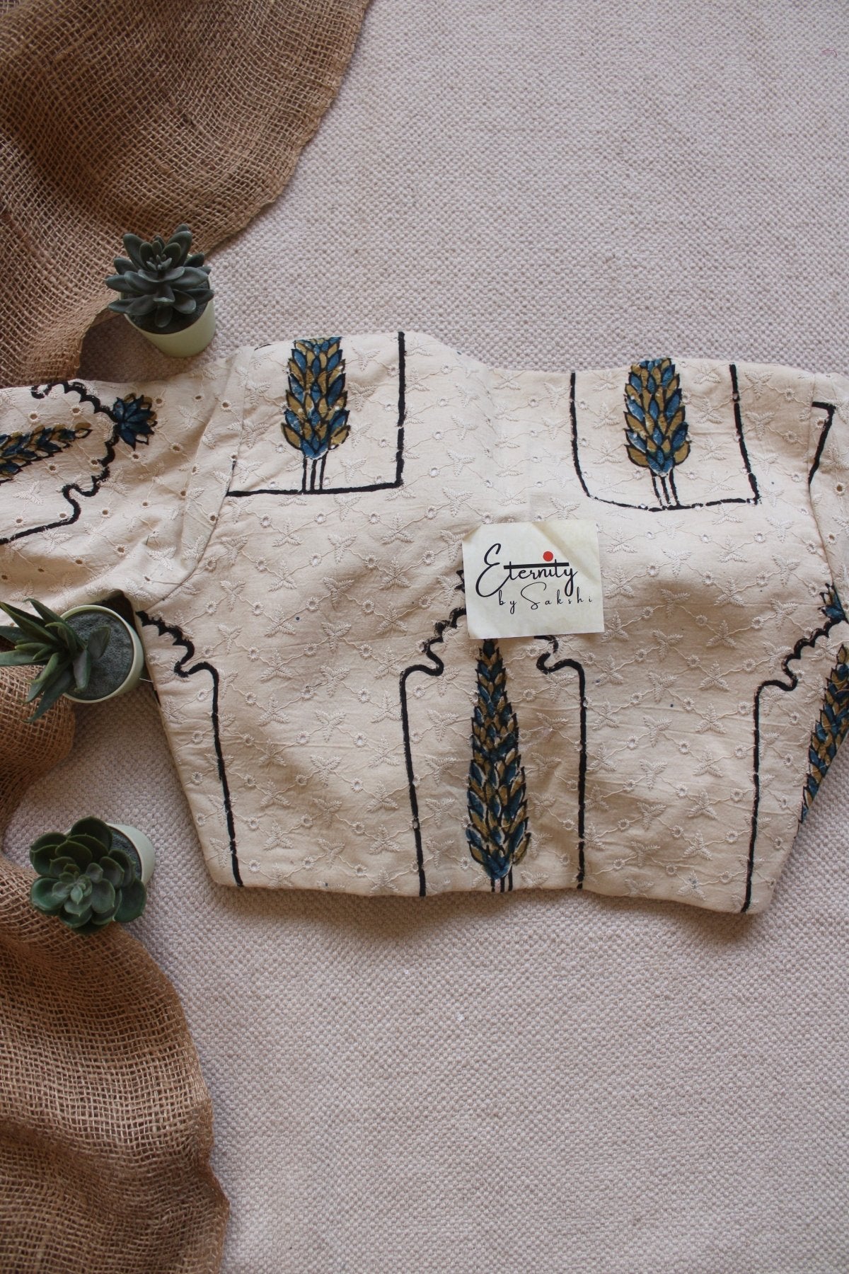 Ajrakh Hakoba –White Petal Blouse - Eternity by Sakshi