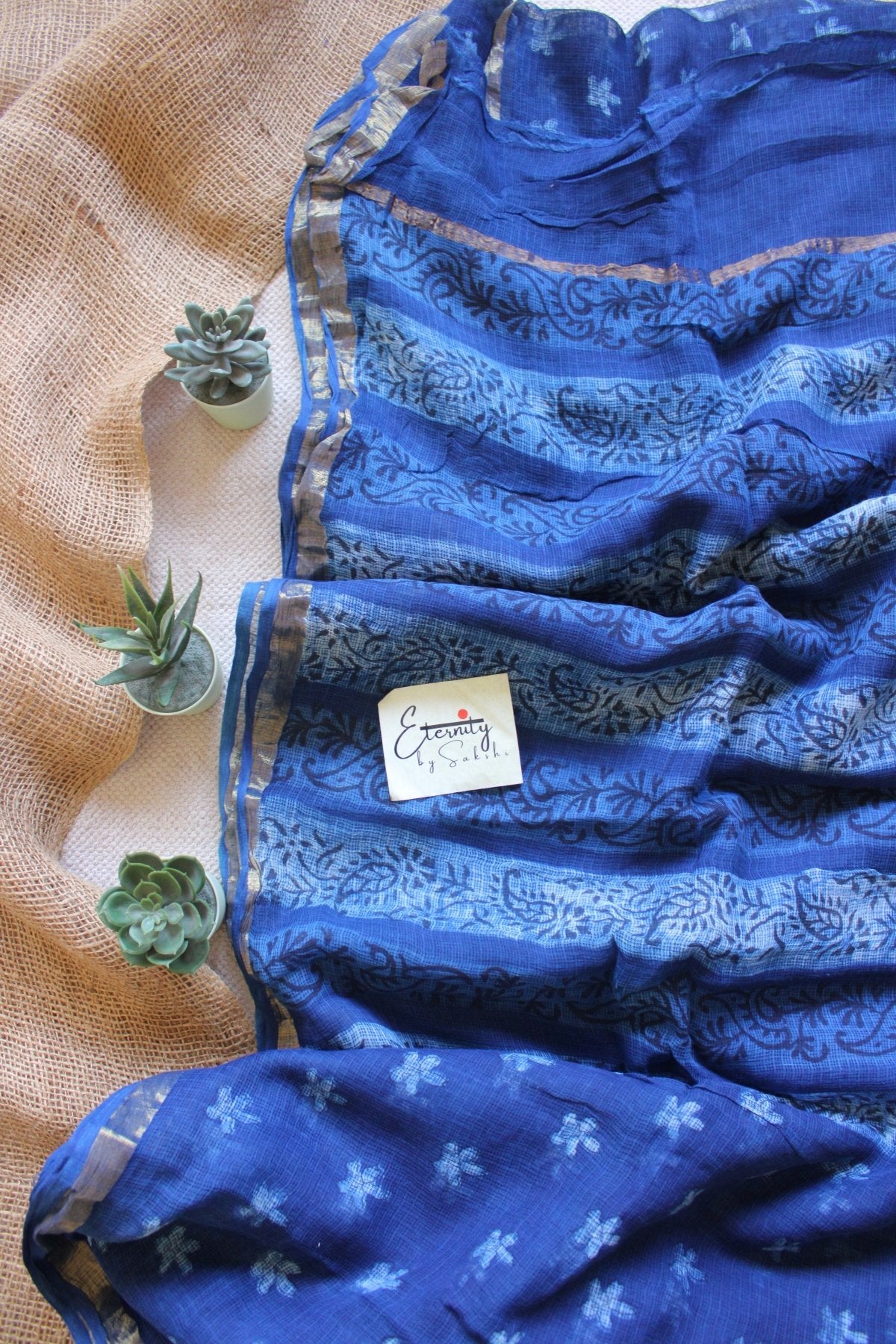 Indigo Handblockprinted Saree - Eternity by Sakshi