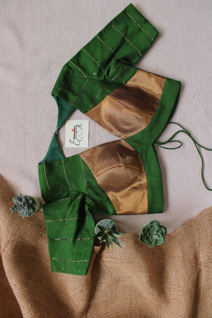 Green Galaxy Saree + Green Prasang Blouse Combo