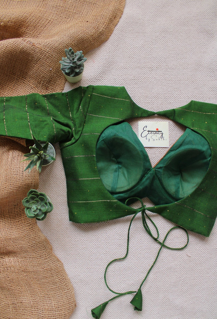 Green Galaxy Saree + Green Prasang Blouse Combo