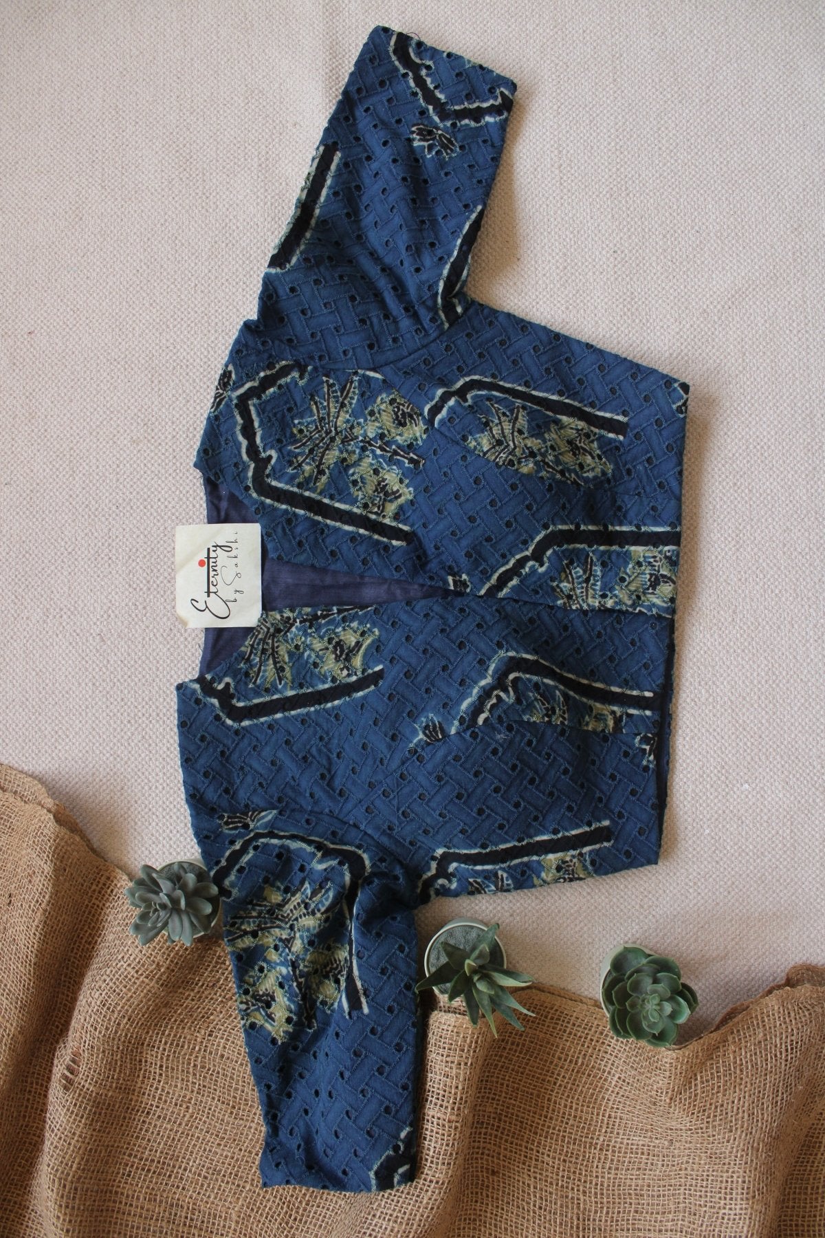 Ajrakh Hakoba – Blue Petal Blouse - Eternity by Sakshi