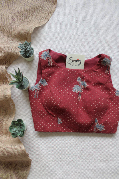 Rust Bloom Ajrakh Boatneck Limited Edition Blouse