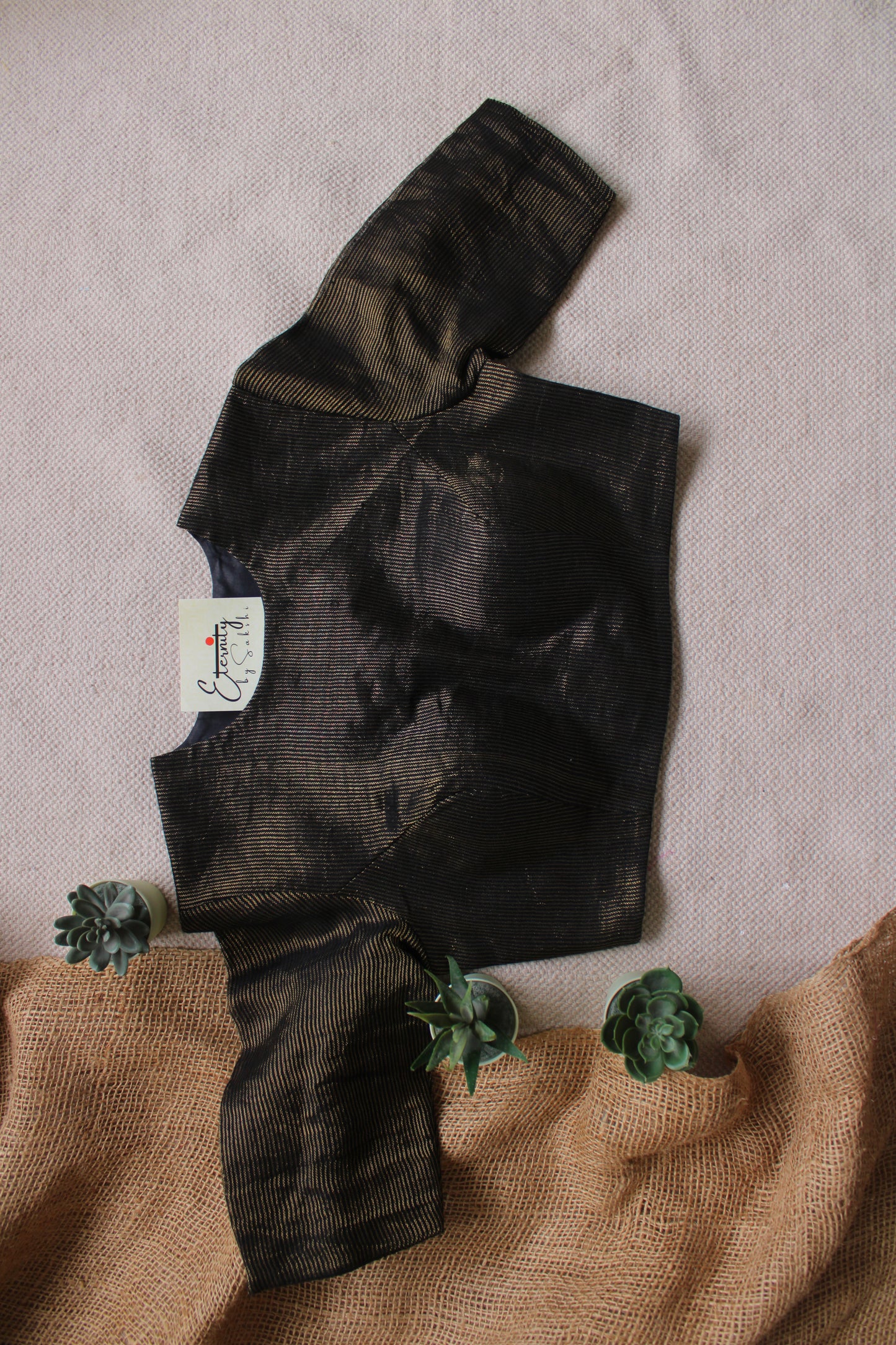 Black Linen Office Blouse