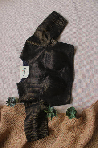 Black Linen Office Blouse