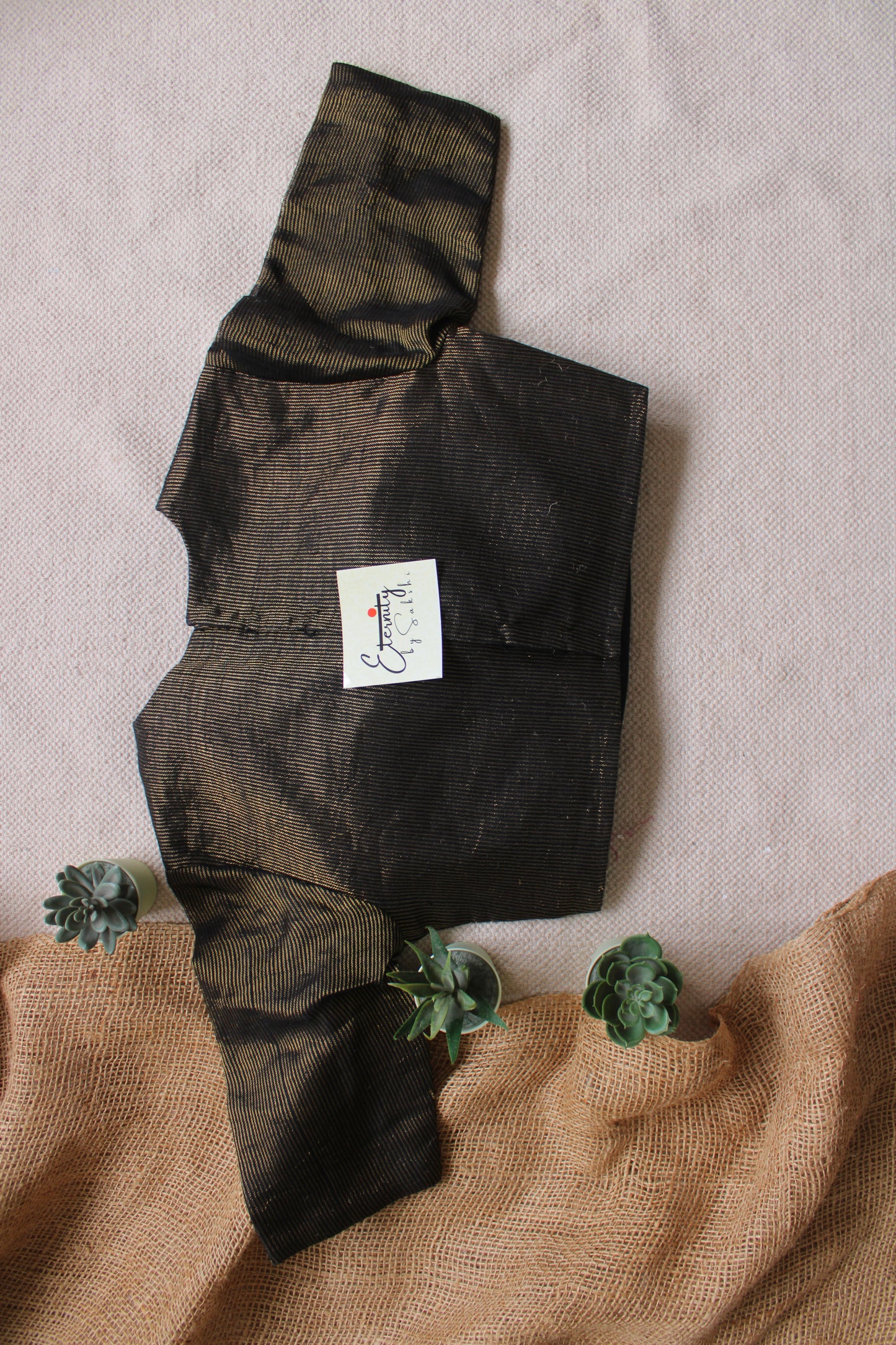 Black Linen Office Blouse
