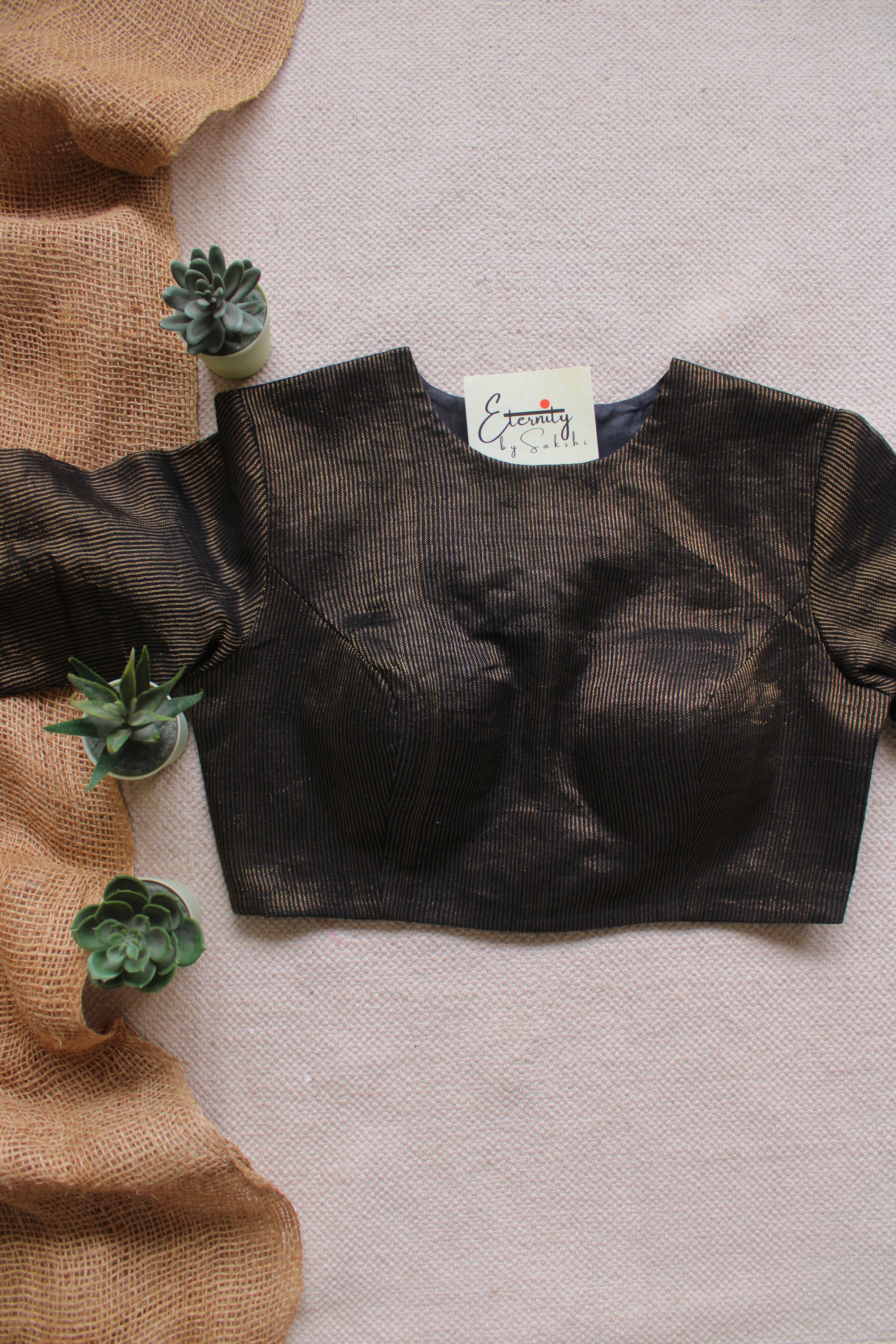 Black Linen Office Blouse