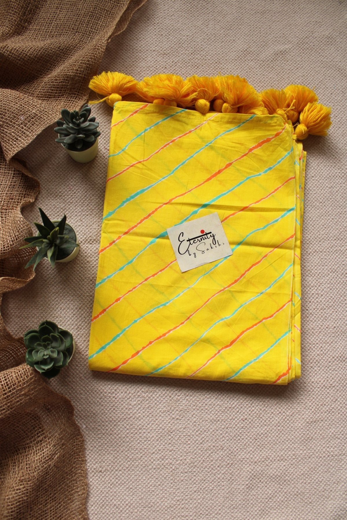 YELLOW LEHERIYA SAREE - Eternity by Sakshi