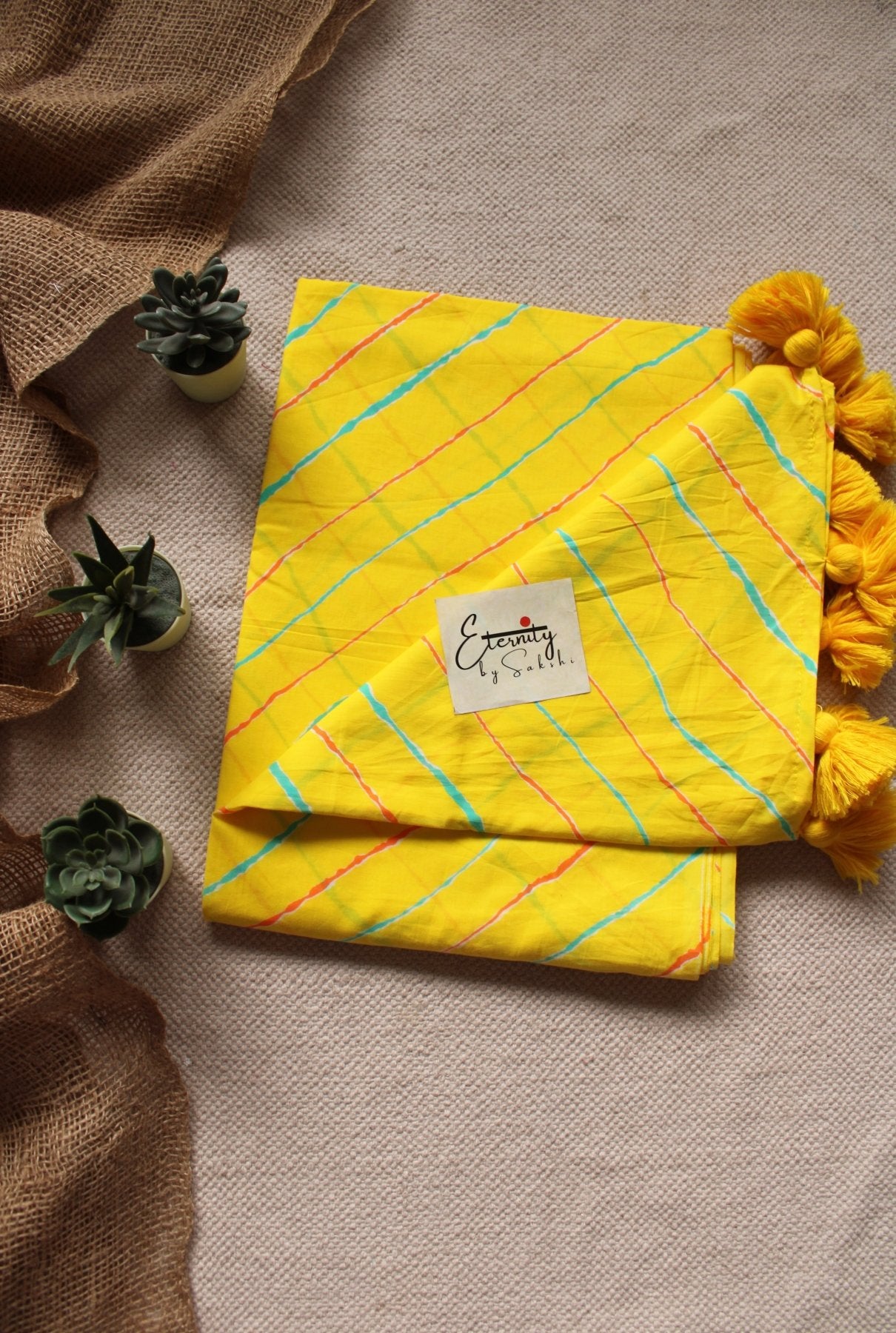 YELLOW LEHERIYA SAREE - Eternity by Sakshi