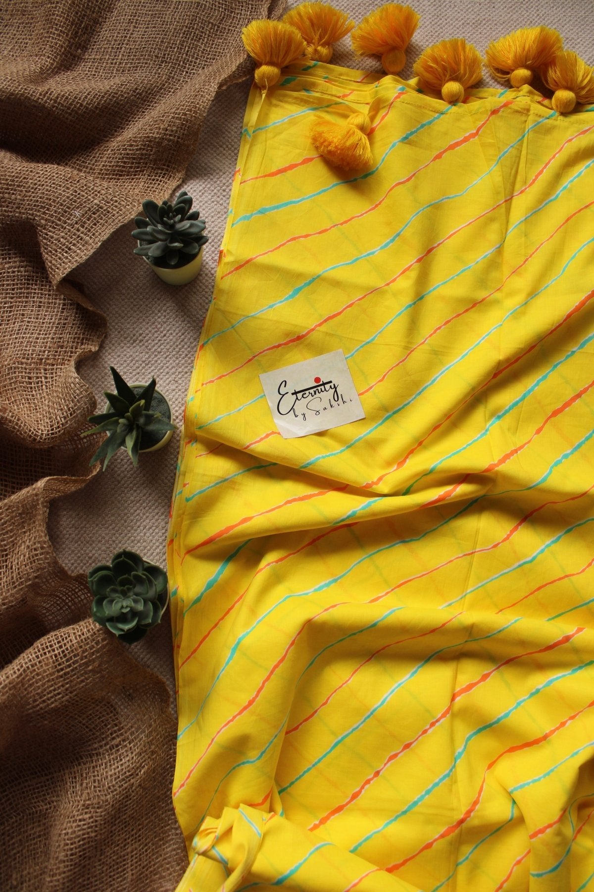 YELLOW LEHERIYA SAREE - Eternity by Sakshi