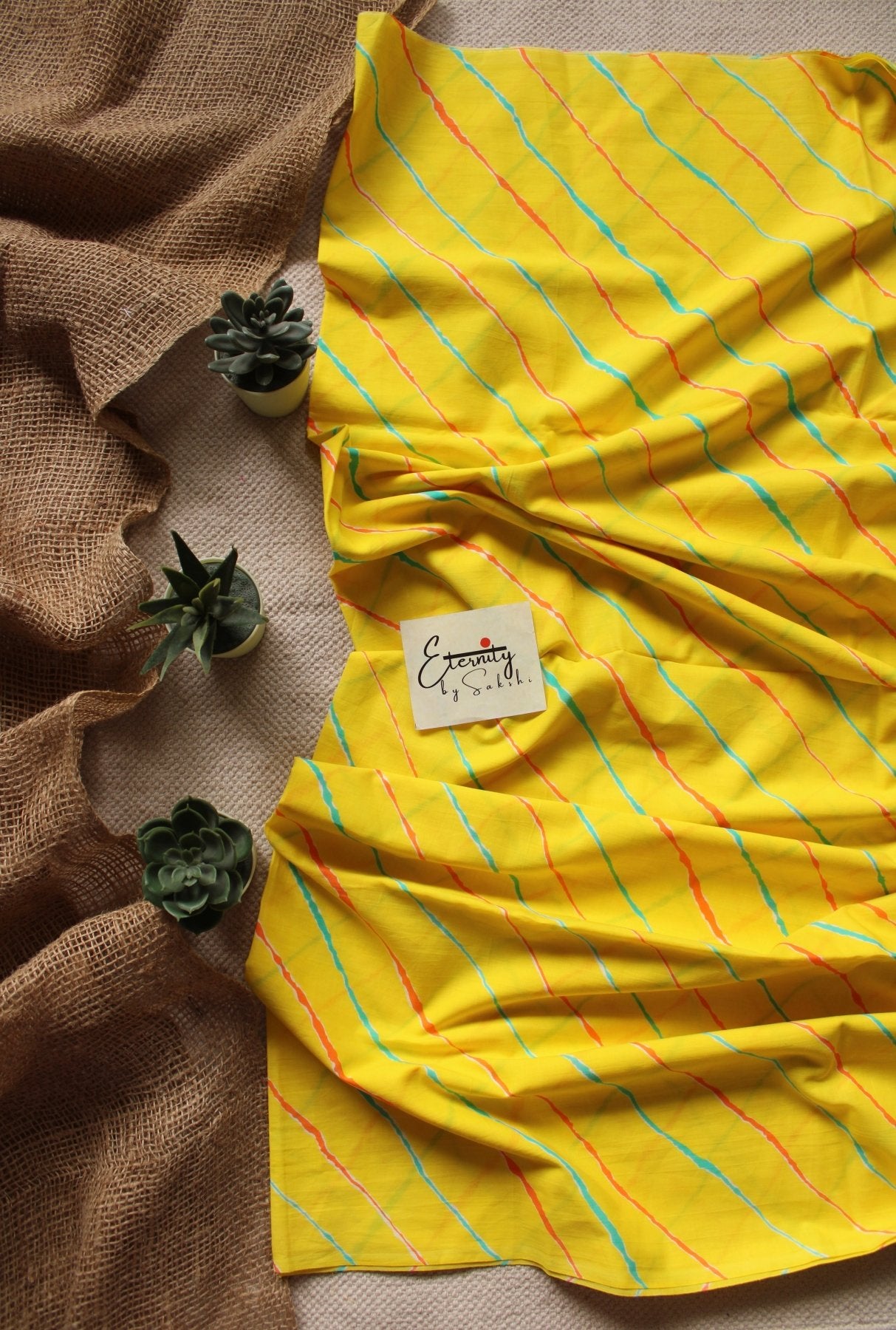 YELLOW LEHERIYA SAREE - Eternity by Sakshi