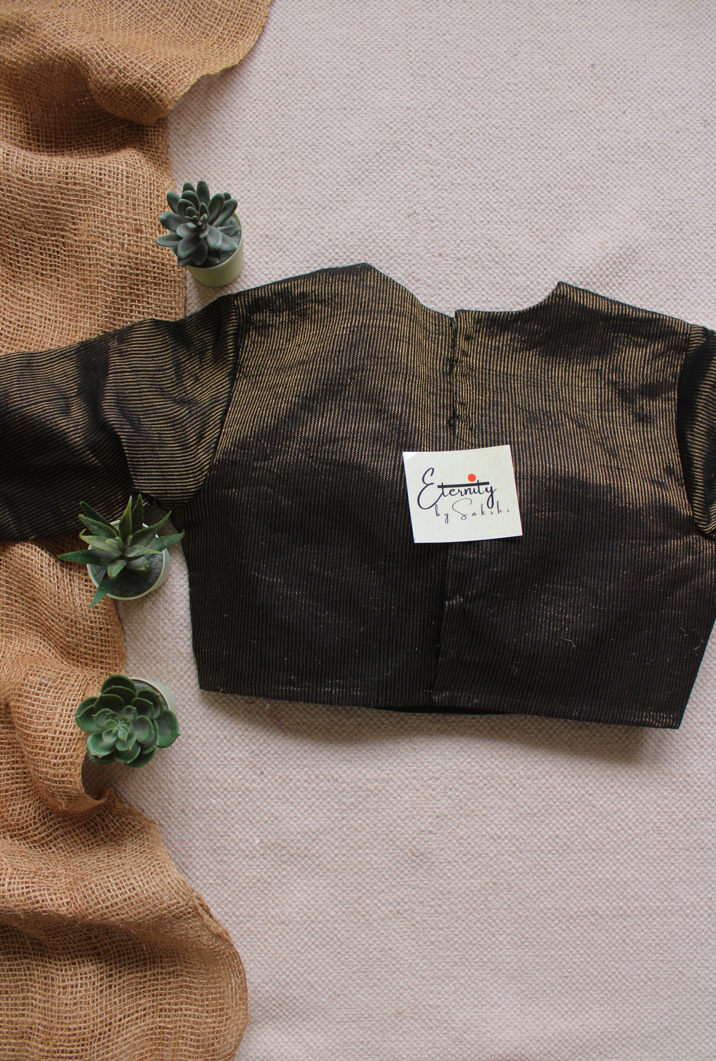 Black Linen Office Blouse