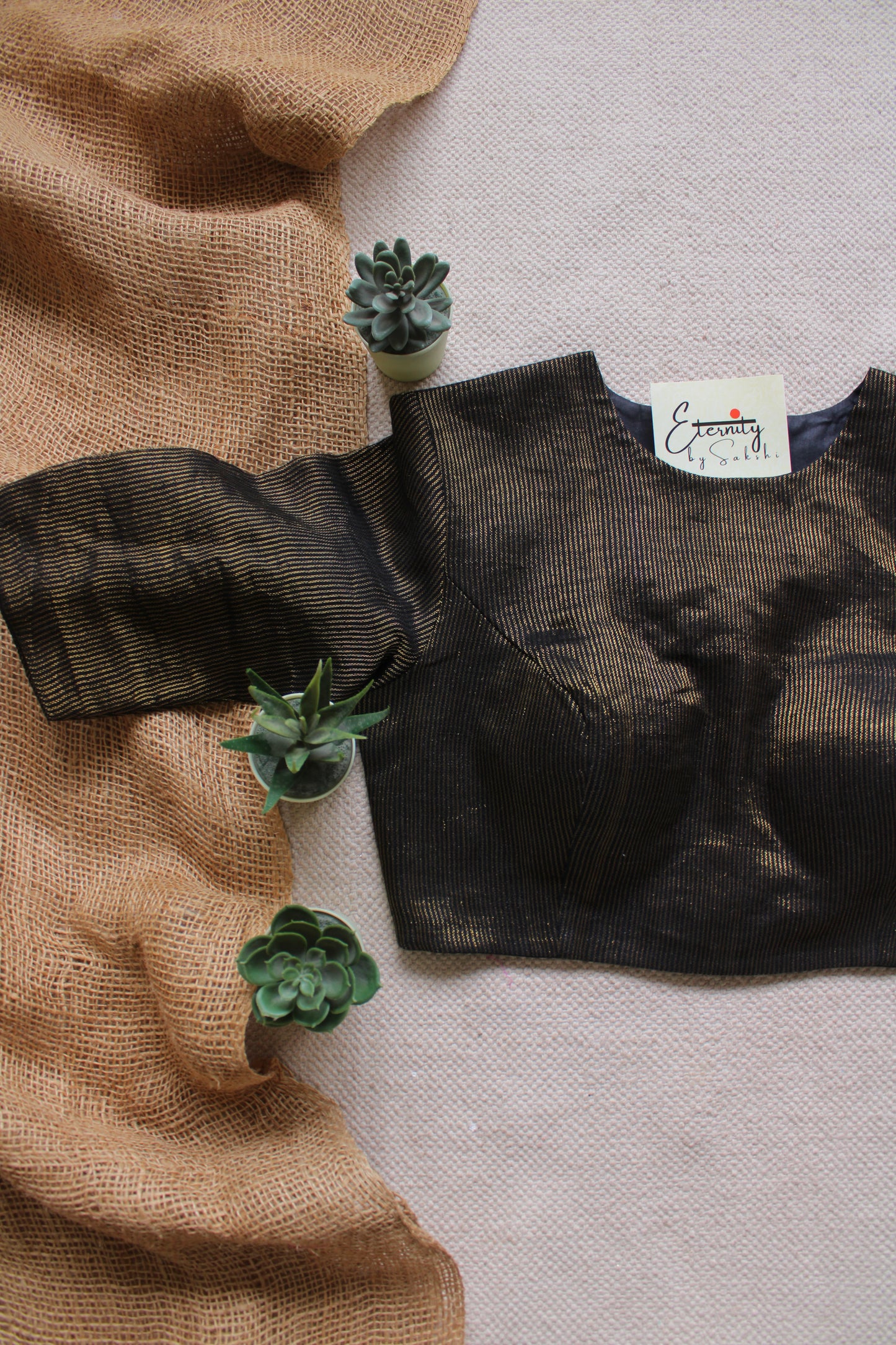 Black Linen Office Blouse