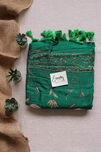Green Ratrani Handwork Saree