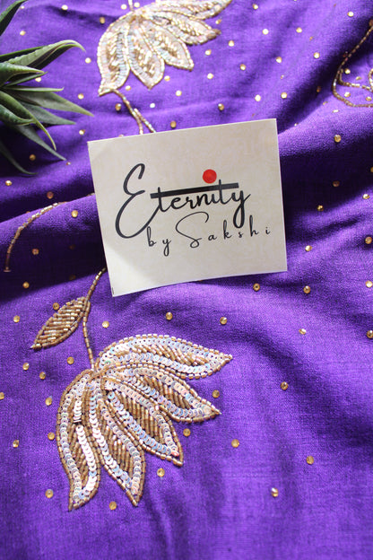 Purple Ratrani Handwork Saree