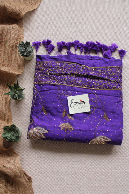 Purple Ratrani Handwork Saree