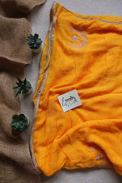 Mustard Yellow Chand Tara Handwork Saree - Eternity by Sakshi