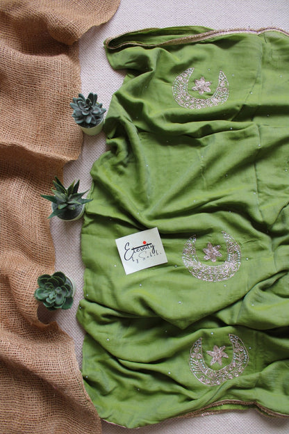 Olive Green Chand Tara Handwork Saree - Eternity by Sakshi