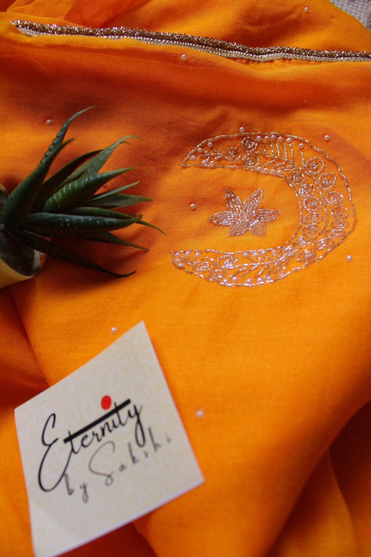 Mustard Yellow Chand Tara Handwork Saree - Eternity by Sakshi