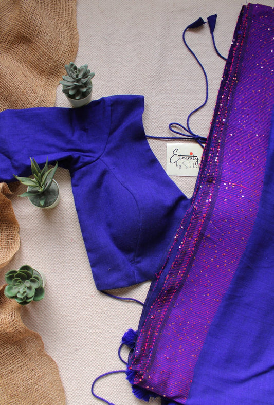 Blue Shakti Saree + Blue Shadow Blouse Combo - Eternity by Sakshi