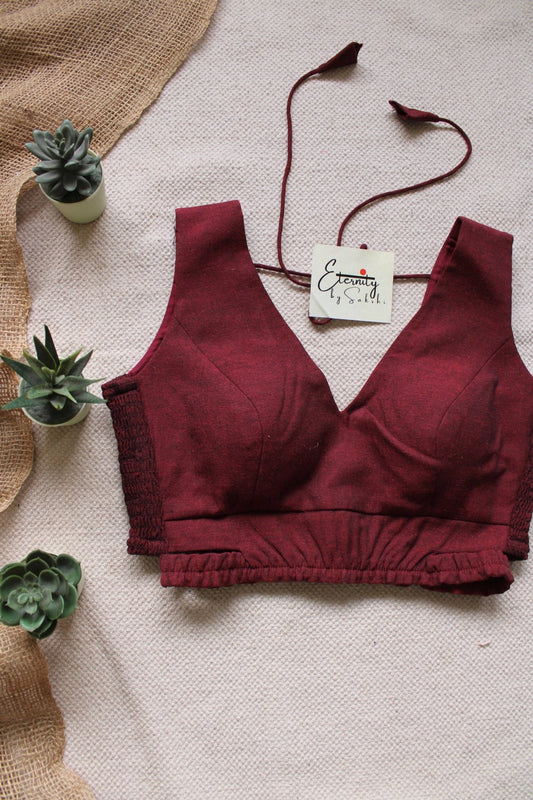 Maroon Cutout Stretchable Blouse - Eternity by Sakshi