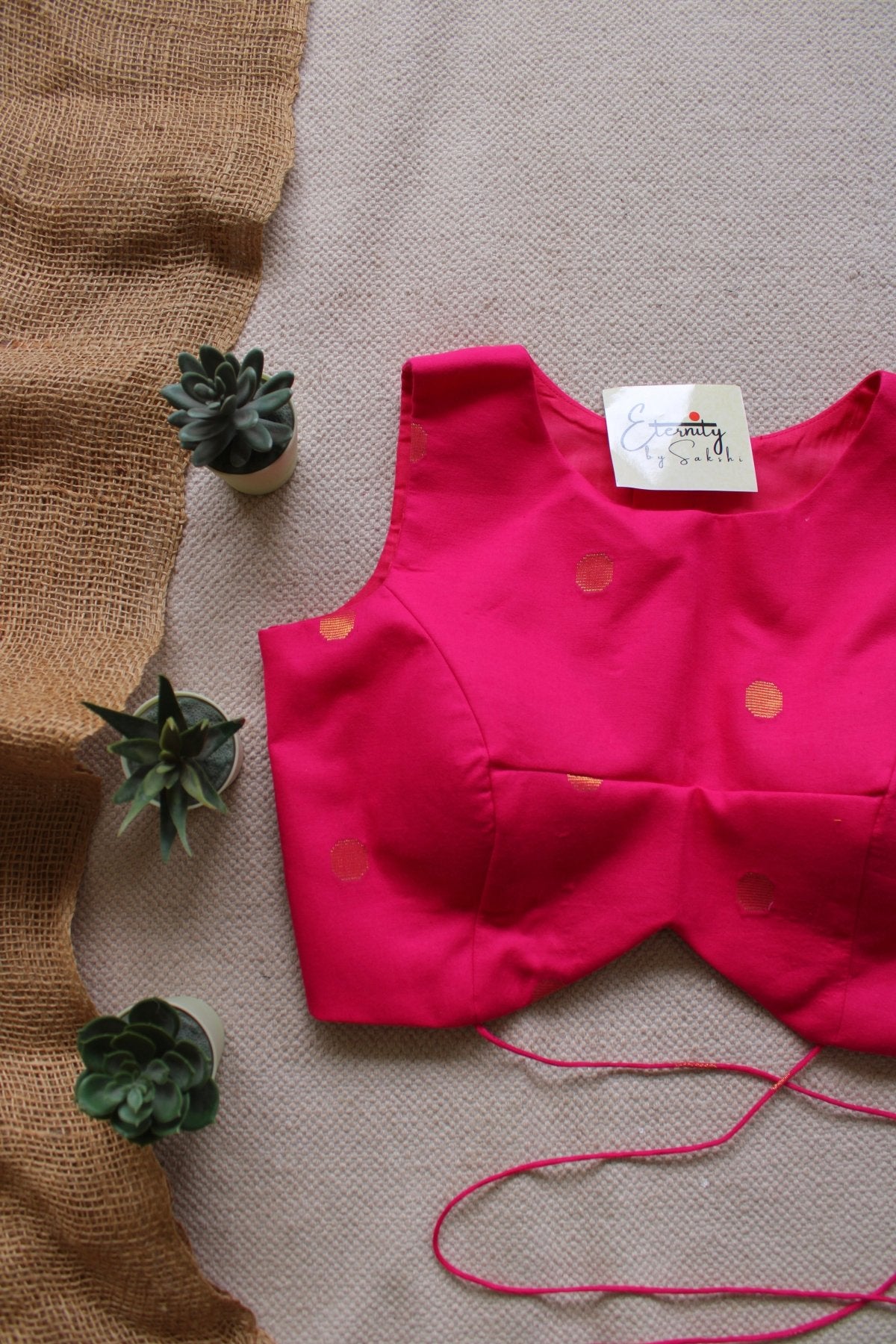 Hot Pink Navya Polka Blouse - Eternity by Sakshi