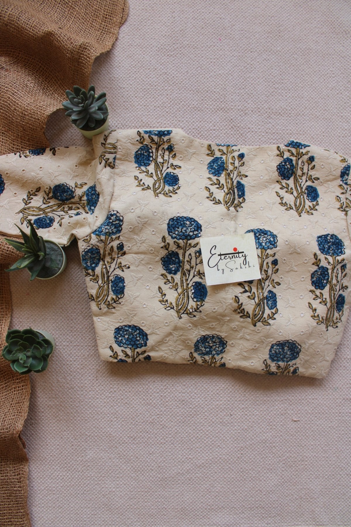 Ajrakh Hakoba –White Floral Blouse - Eternity by Sakshi