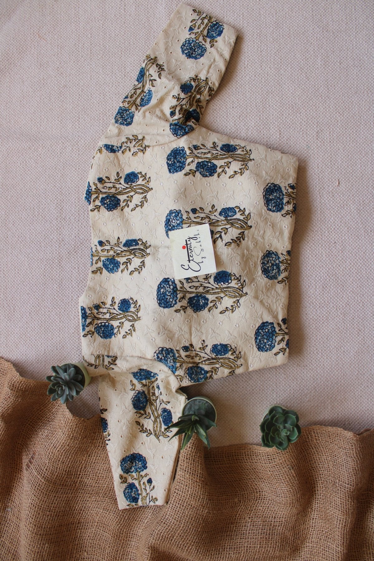 Ajrakh Hakoba –White Floral Blouse - Eternity by Sakshi