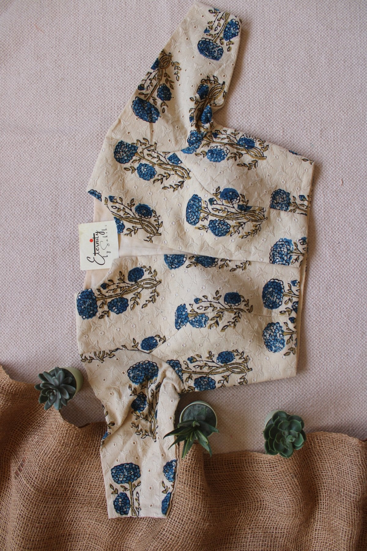 Ajrakh Hakoba –White Floral Blouse - Eternity by Sakshi